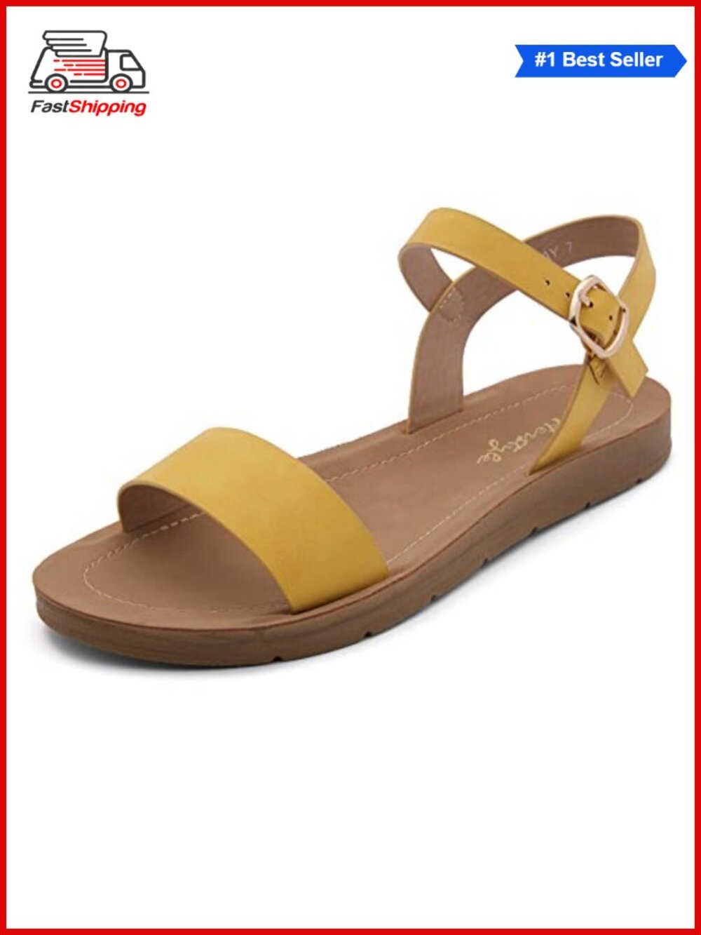 Open Toe Flat Sandals Adjustable Ankle Strap Slingback Dressy Casual